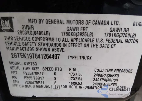 2004 GMC Sierra 1500 Sle from USA, damaged, VIN 2GTEK19T841264497